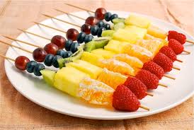 Fruit kebabs on a plate